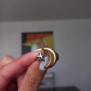 Stainless Steel Gold and Silver Moon and Star Earrings